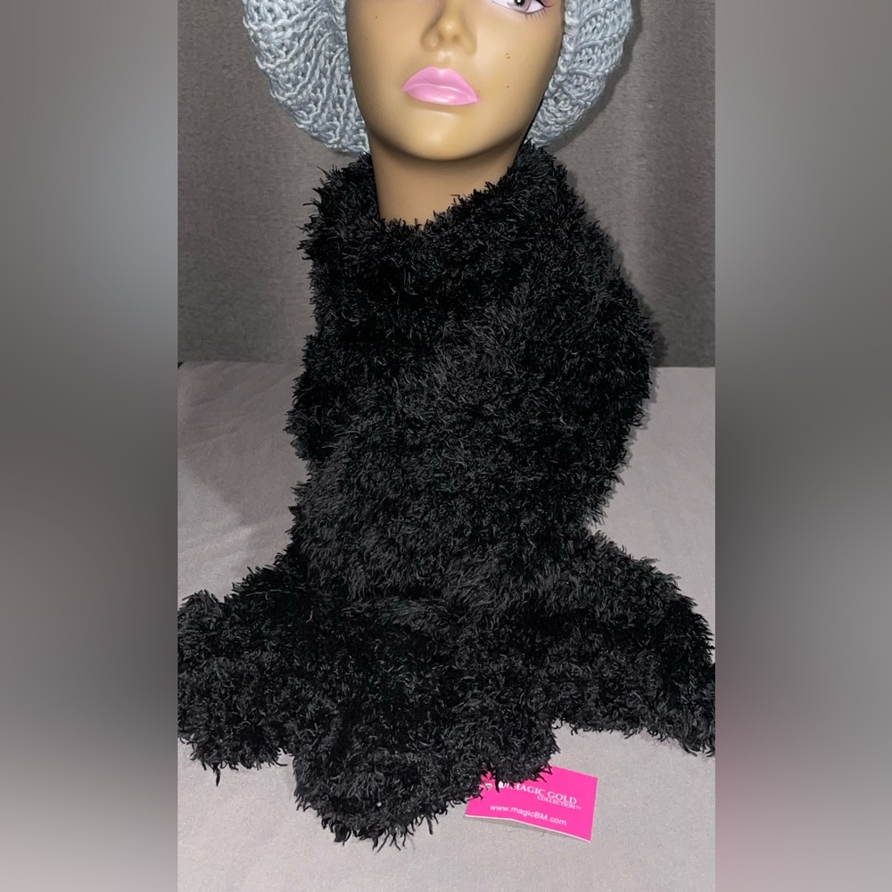 Shaggy Black Scarf